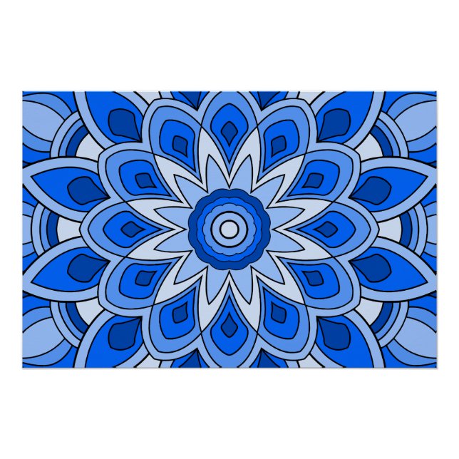 Pôster Mandala em azul (Frente)