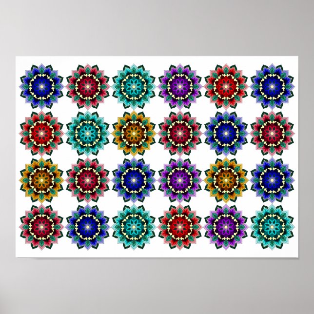 Poster Mandala em várias cores (Frente)