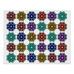 Pôster Mandala em várias cores