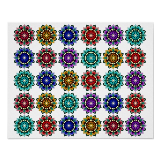 Pôster Mandala em várias cores (Frente)
