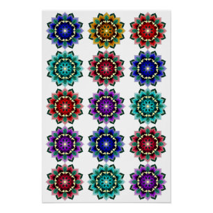 Pôster Mandala em várias cores