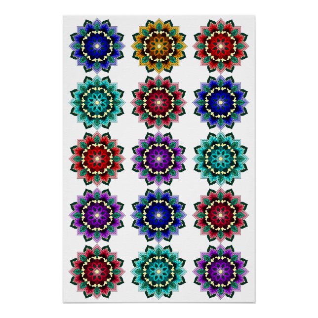 Pôster Mandala em várias cores (Frente)