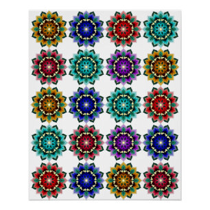 Pôster Mandala em várias cores
