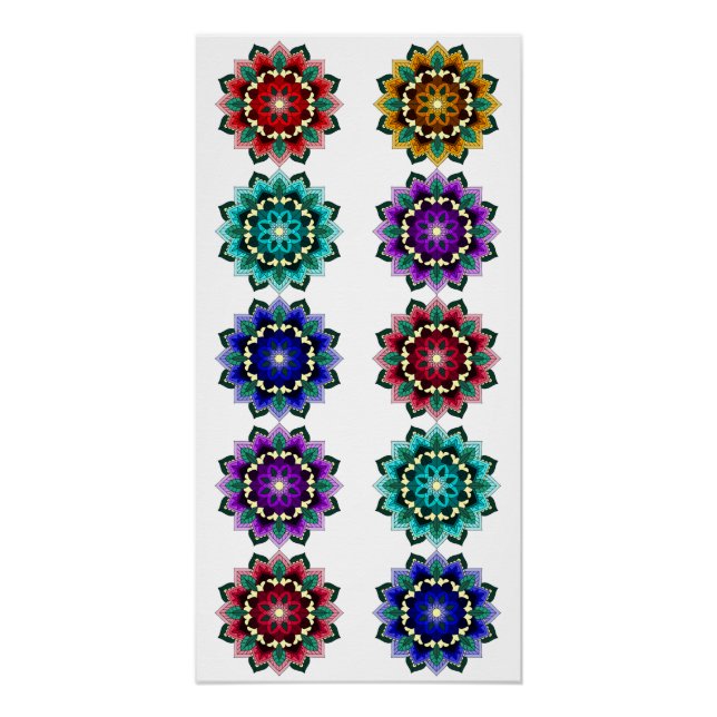 Pôster Mandala em várias cores (Frente)
