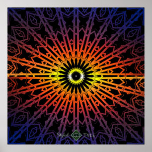 Pôster Mandala Espelho 2 ( Arco-íris )
