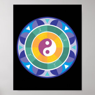 Poster Mandala Espiritual Arco-íris Colorido Yin Yang Chi