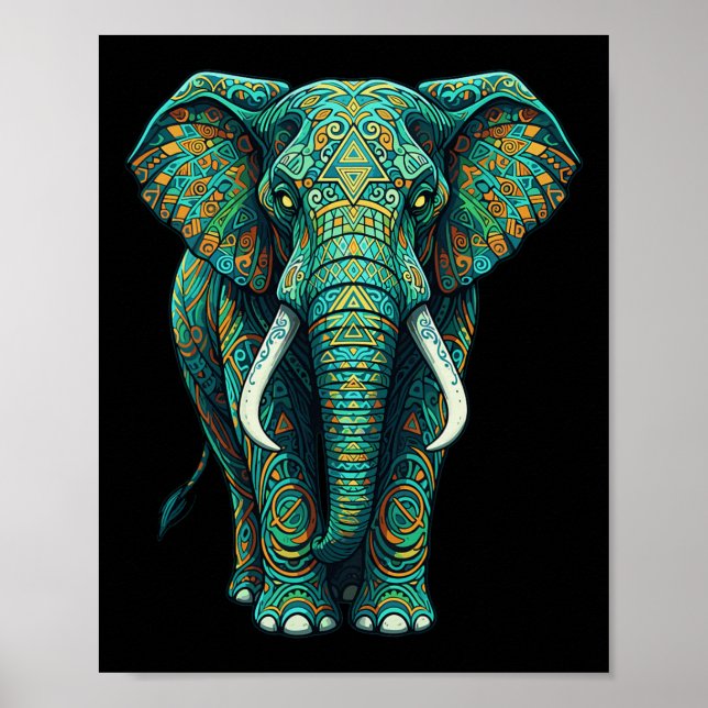 Poster Mandala Espiritual Elefante Zen Arte Mindfulness S (Frente)