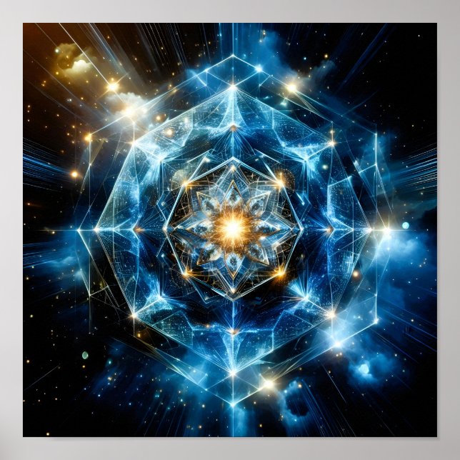 Poster Mandala Estrela Universo Geométrico Cósmico Abstra (Frente)