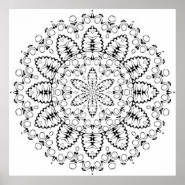 Poster Mandala Explosão Botânica com Desenho de Anel de P