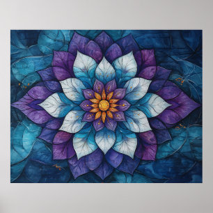 Poster Mandalá Fantasia Azul e Roxo