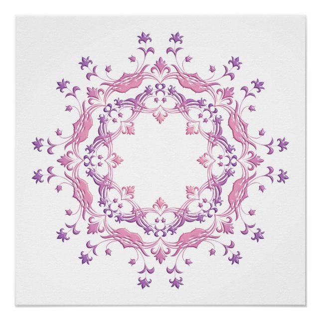 Pôster Mandala floral étnica. (Frente)