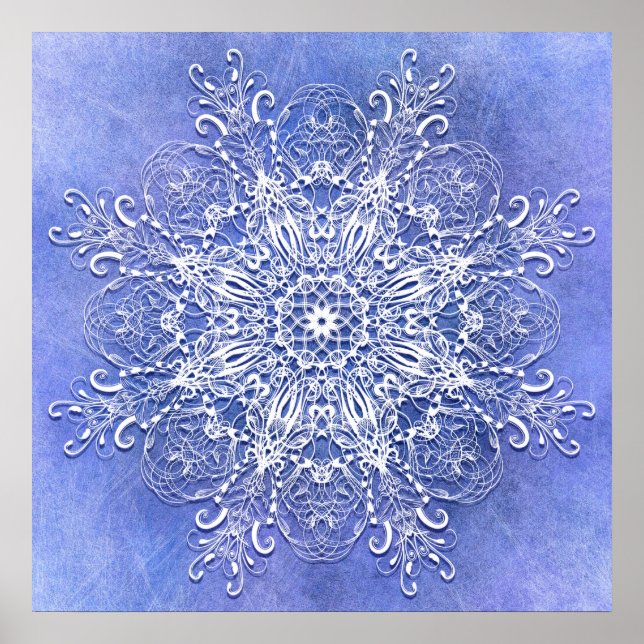 Poster Mandala floral étnica em fundo de grunge. (Frente)