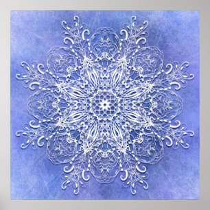 Poster Mandala floral étnica no fundo do grunge