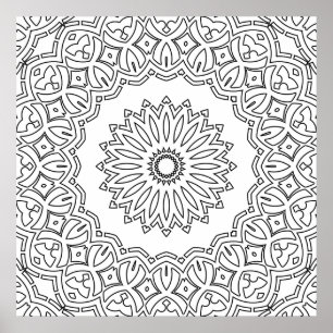 Poster Mandala Floral Ornamentada com Desenho de Borda Ar