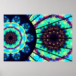 Poster Mandala fluorescente detalhada da pilha
