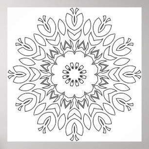 Poster Mandala Inspirada no Lótus com Formas Orgânicas Fl
