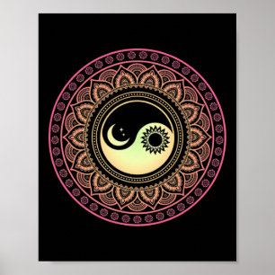 Poster Mandala Lua e Sol Yin Yang