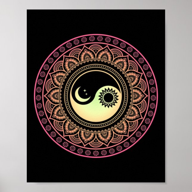 Poster Mandala Lua e Sol Yin Yang  (Frente)