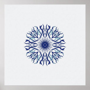 Pôster Mandala Minimalista Naval Aquático Algas Ma