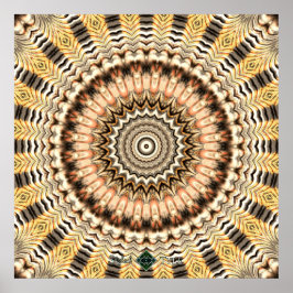 Pôster Mandala Ondulações Douradas