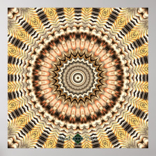 Pôster Mandala Ondulações Douradas