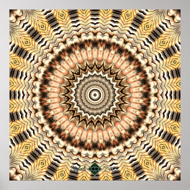 Pôster Mandala Ondulações Douradas (Frente)