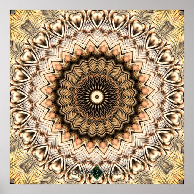 Pôster Mandala Ondulações Douradas 2 (Frente)