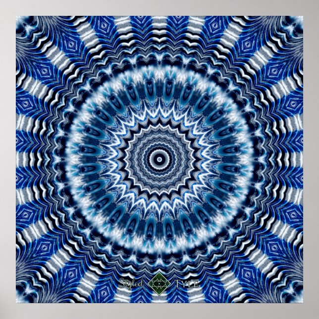 Poster Mandala Ondulações Prateadas (Frente)