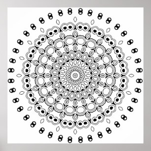 Poster Mandala Ornamentada em Camadas com Detalhes de Fol