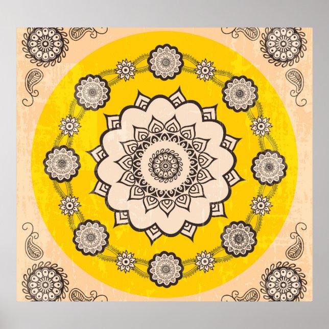 Poster Mandala Ornamental: Design de Estilo Étnico. (Frente)