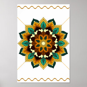 Poster Mandala Padrão 02 em amarelo e em tom