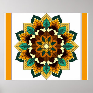 Poster Mandala Padrão 02 em amarelo e em tom