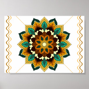 Poster Mandala Padrão 02 em amarelo e em tom