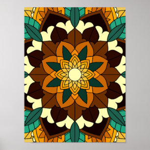 Poster Mandala Padrão 02 em amarelo e em tom