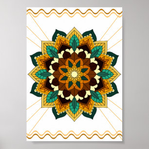 Poster Mandala Padrão 02 em amarelo e em tom
