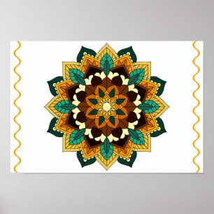 Poster Mandala Padrão 02 em amarelo e em tom
