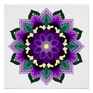 Pôster Mandala Padrão 02 em roxo