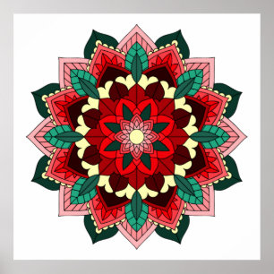 Poster Mandala Padrão 02 em vermelho