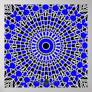 Pôster Mandala Prisma ( Azul )
