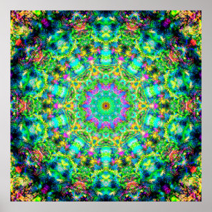 Poster Mandala Psicodélico Altamente Colorida