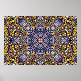 Poster Mandala Psicodélico Roxo e Amarelo