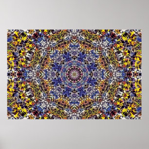 Poster Mandala Psicodélico Roxo e Amarelo
