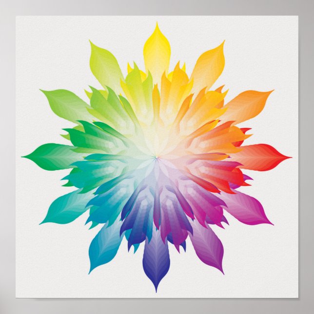 Poster Mandala Rainbow Colors - Flower - Energy - Harmony (Frente)
