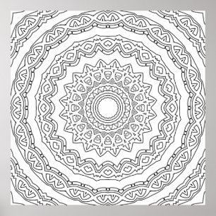 Poster Mandala Rebuscada Ornamentada com Detalhe de Anel