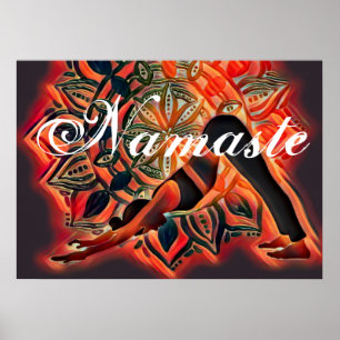 Poster Mandala Red, Black, Brown Yoga Meditation Namaste
