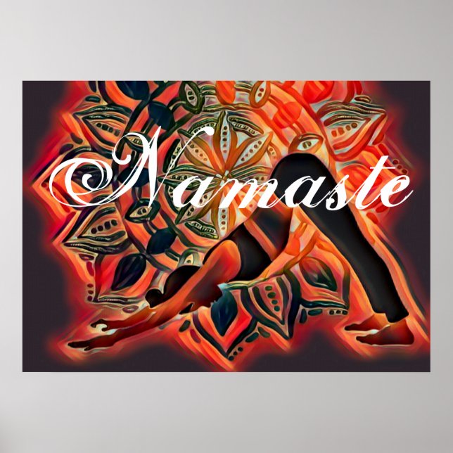 Poster Mandala Red, Black, Brown Yoga Meditation Namaste (Frente)