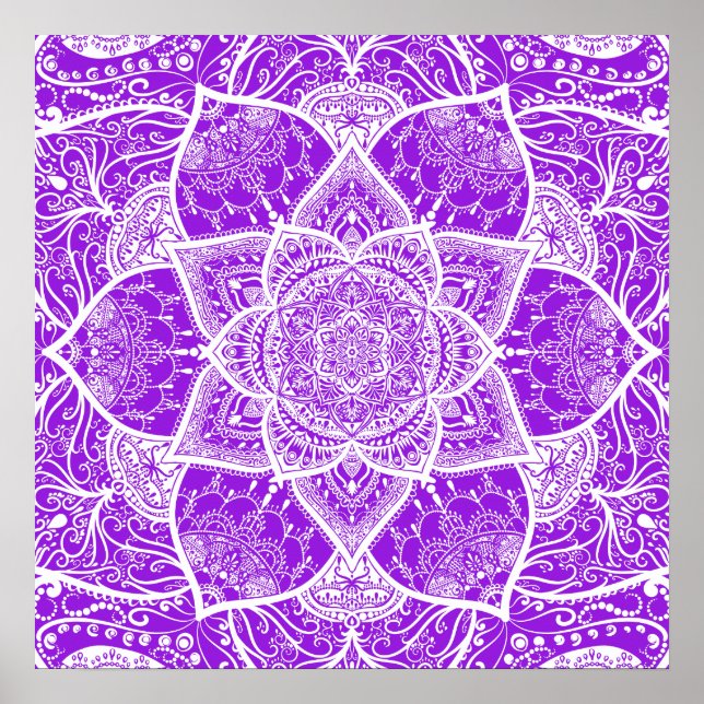 Poster Mandala roxa e branca - Loergann em Anêmona (Frente)