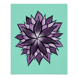 Pôster Mandala Roxo Como Abstrato De Desenho De Tinta
