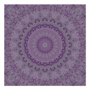 Pôster Mandala Sonho em Aquarela em Tons de Roxo