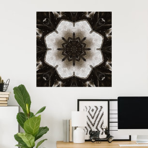 Poster Mandala Texturizado Marrom e Creme Giratório